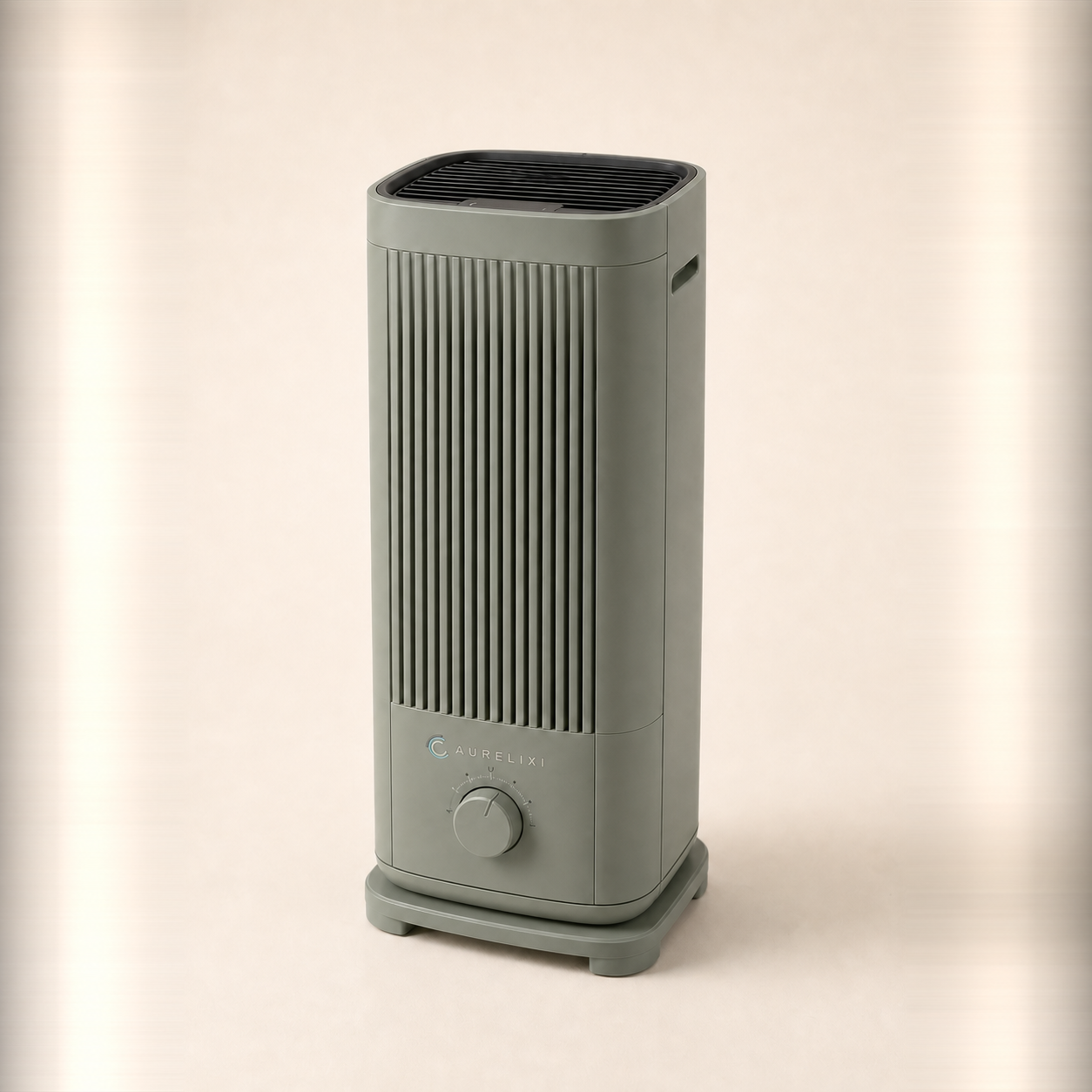 Aurelixi Aeris Sage slim air purifier with integrated Aurelixi logo