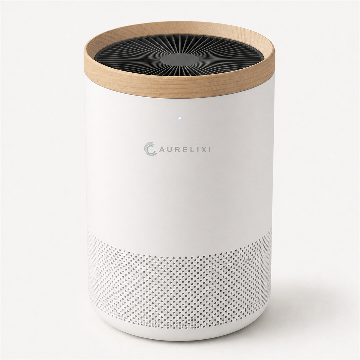Aurelixi Aeris Nord bedroom air purifier with integrated Aurelixi logo