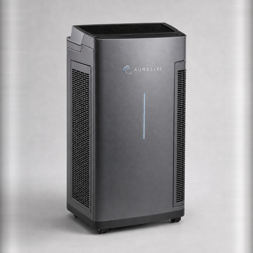 Aurelixi Aeris Max large room air purifier with integrated Aurelixi logo