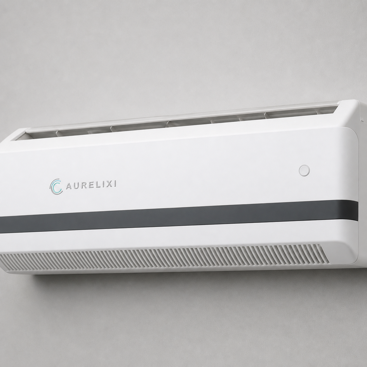 Aurelixi Aeris Wall space-saving air purifier with integrated Aurelixi logo