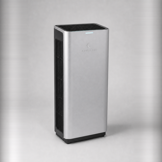Aurelixi Aeris Office Pro air purifier with integrated Aurelixi logo